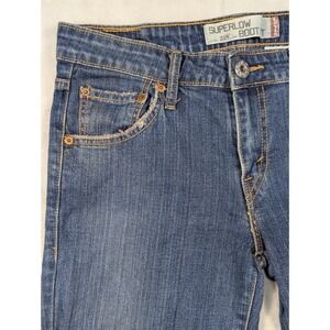 Vintage Y2K Levi's 518 Super Low Bootcut Dark Blue Distressed Womens Jeans 9L